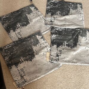 NWT West Elm Abstract Black and Gray Throw Pillow Covers 18x18